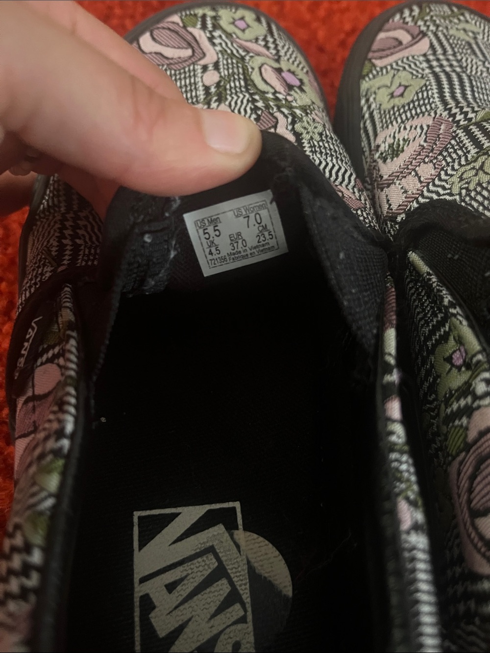 Vans Women's Slip-On Sneakers in Pink, Green & Black Floral Plaid platform - Picture 4 of 4
